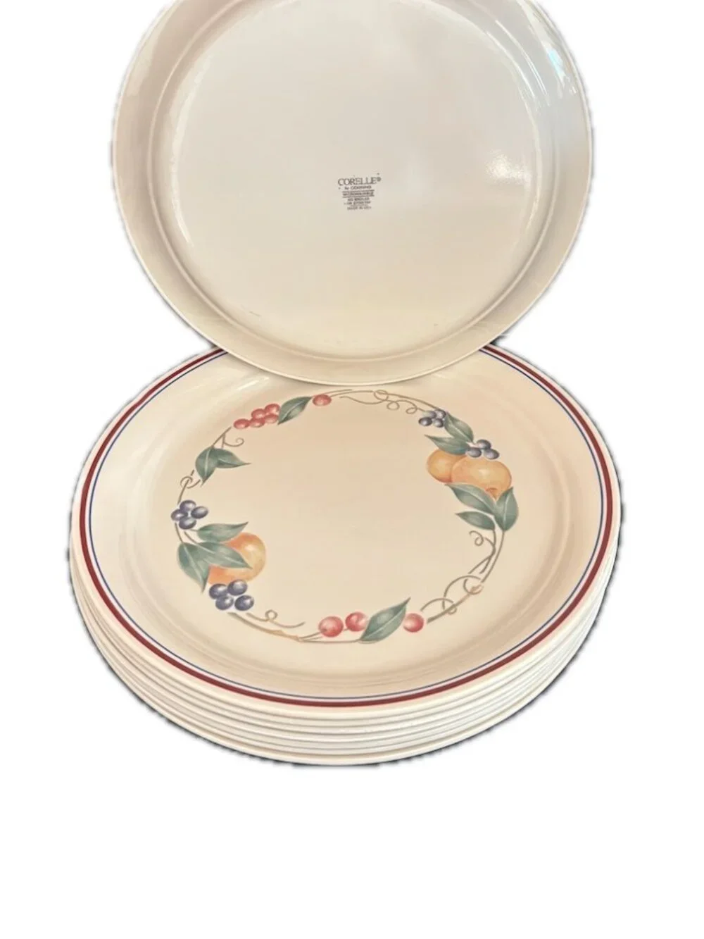 Corelle Corning Abundance - 8 Dinner Plates Vitrelle Glass Floral Pattern